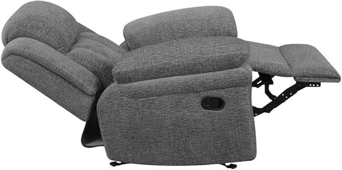 Coaster Home Furnishings - Bahrain - Fabric Upholstered Glider Recliner Chair with Wall Hugger Cool Gel Memory Foam Padded Arms and Plush Headrest - Living Room - 44-Inch - Charcoal - 609543