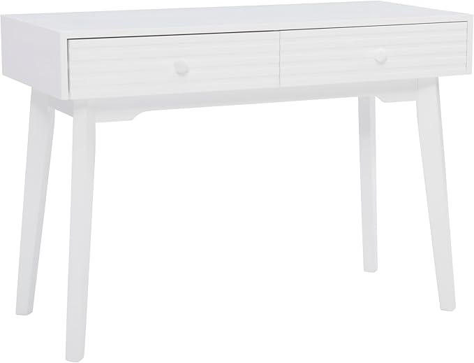 Powell Cason White Wooden Two Drawer Ripples Desk