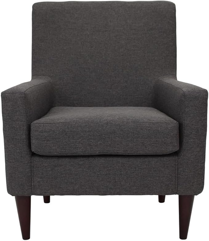 Pemberly Row Traditional Fabric Arm Chair Dark Gray Finish 34.5 H x 28 W x 30 D Durable Construction Padded Seat Woven Textured Fabric Classic Design Living Room or Accent Chair