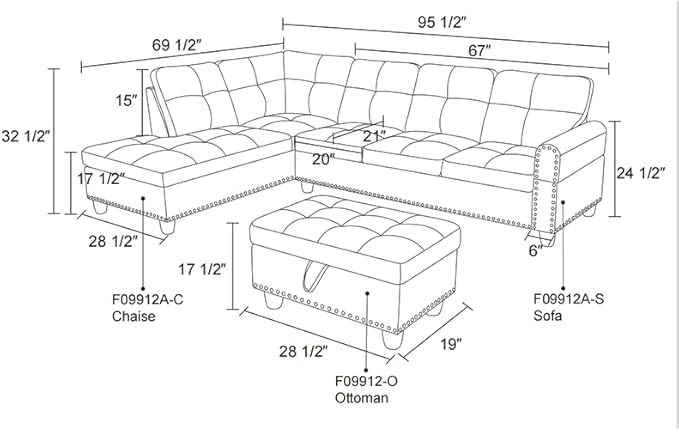 EMKK L Shaped Sectional Sofa Set with Storage Ottoman Reversible Back Cushion w/Cupholders Wide Convertible Upholstered Couch Living Room Furniture 2 Cup HoldersDeep Seat Sleeper Corner Sofa&ampCo