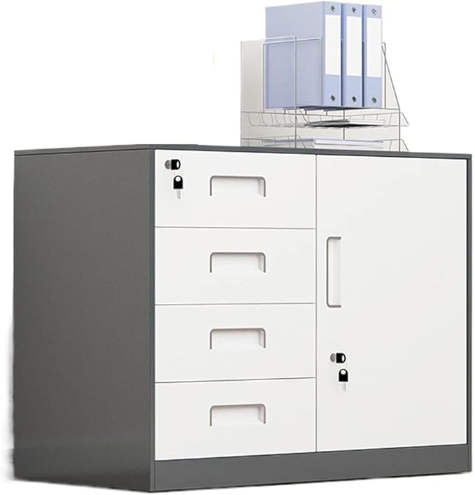 File Cabinet Metal Data Office Filing Cabinet with Lock Drawer Mobile Storage Tool Cabinet Under Desk Storage(Color:B)