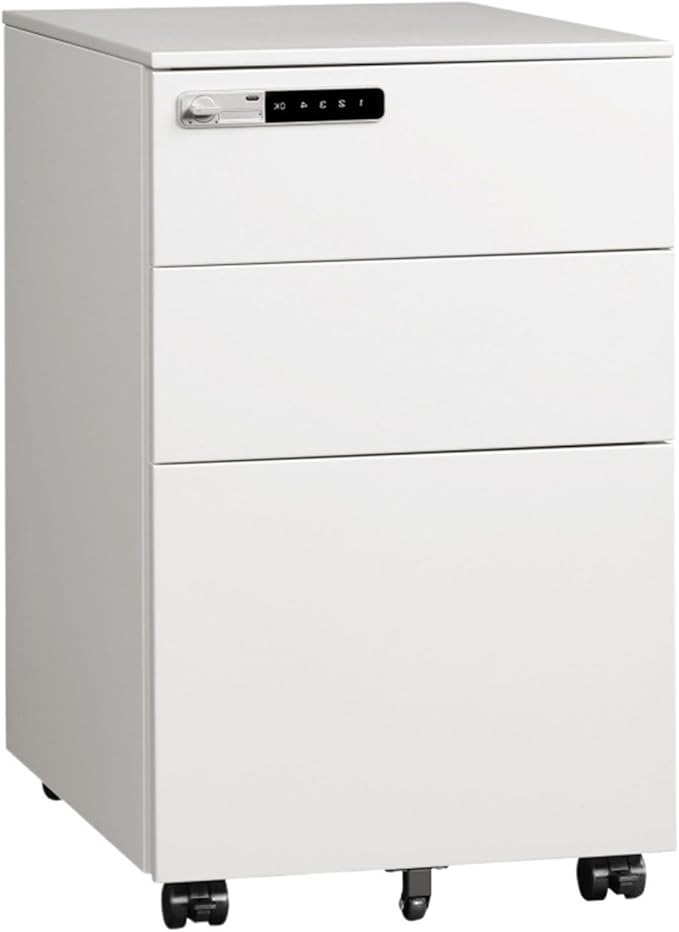 Mobile File Cabinets 3 Drawer Metal Filing Cabinet with Lock Mobile Under Desk Storage for Home Office Fully Assembled