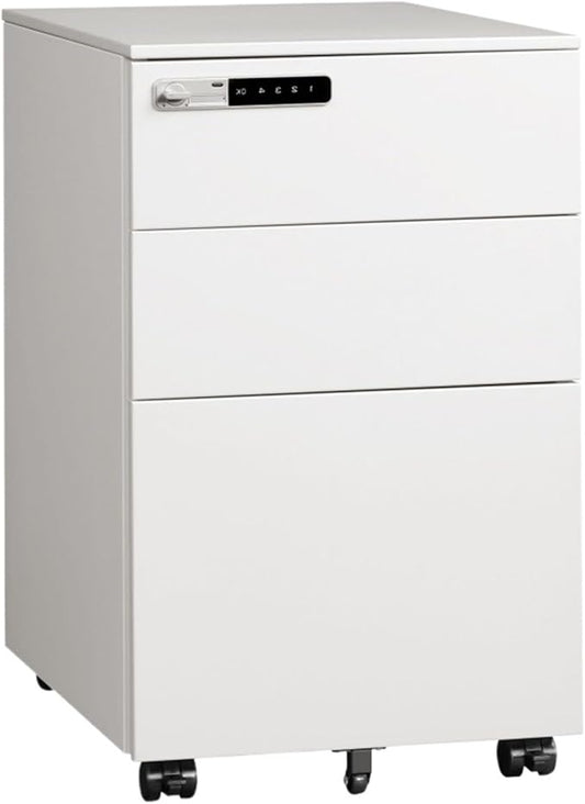 Mobile File Cabinet 3 Drawer Metal Filing Cabinet with Lock Mobile Under Desk Storage for Home Office Fully Assembled