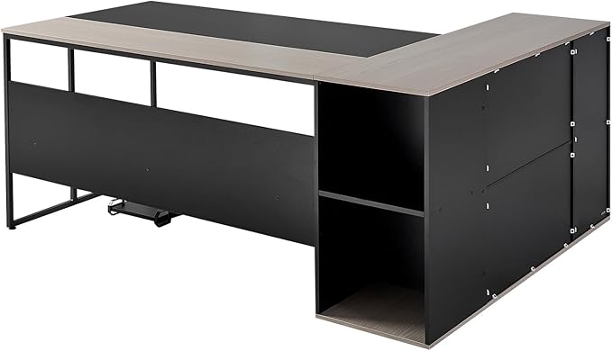 VEVOR 71 L-Shaped Executive Desk Large Computer Desk with Drawers File Storage Cabinet CPU Stand 350 LBS Load Capacity Corner Table Easy Assembly for Work Study