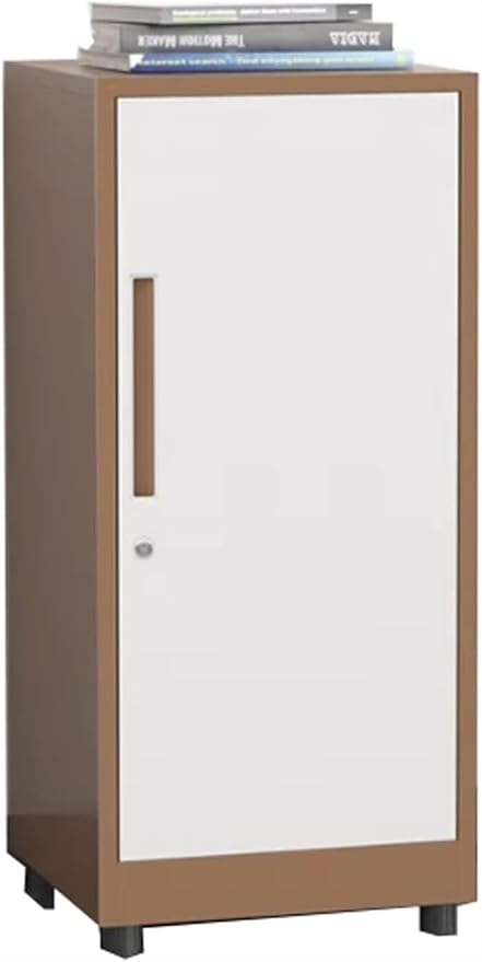 File Cabinet with Lock File Cabinet Vertical Filing Cabinet Single Door Locking File Cabinet Storage Box(Color:Coffee Color)