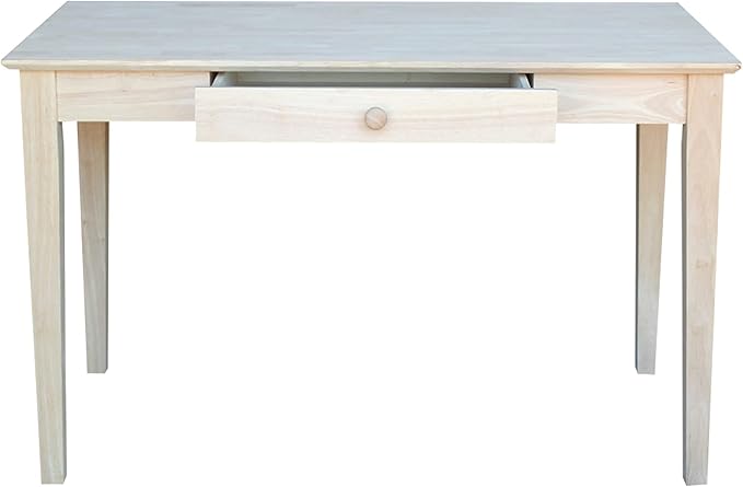 IC International Concepts Writing Desk With Drawer Solid Real Wood Sturdy Parawood Dimensions 19.41W x 15D x 2.36H Home Office/Study Paint/Stain Ready Unfinished