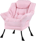 Tiita Lazy Chair Pink Modern Large Accent Armchair Comfy Leisure Sofa Reading Chair for Bedroom Living Room Dorm Rooms Garden and Courtyard Pink