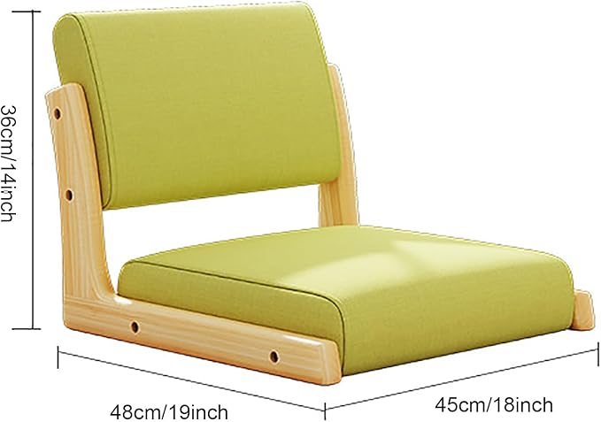 Floor Chair with Back Support Japanese Floor Chair Meditation Living Room Chair Legless Tatami Floor Seating Lazy Sofa for Bay Window Meditation Reading(48x45x36cm(19x18x14inch) Brown)