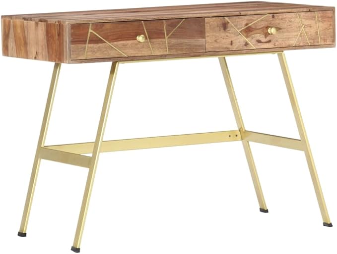 Writing Computer DeskHome Computer DeskLaptop TableIndustrial Simple Workstation Tablefor Small SpaceHome Office TableWriting Desk with Drawers 39.4x21.7x29.5 Solid Sheesham Wood