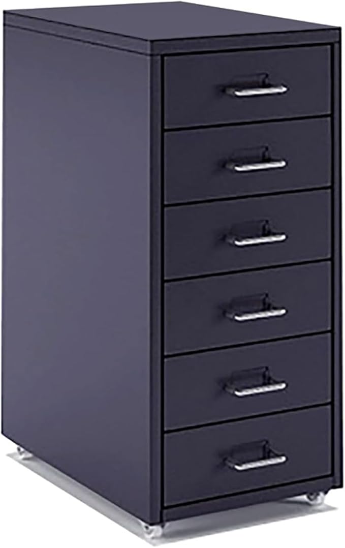 Aimeryup 6-Drawer File Cabinet 6-Tier Metal Clip with Wheel Storage Desk Cabinet Office Study Bedside 41X28X69CM(Size:28X41X69CMColor:A)