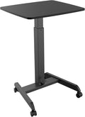 Mount-It! Rolling Laptop Desk Adjustable Height (29.6”-44.2”) Mobile Workstation Cart with 23.6” x 20.5” Desktop Small Sit-Stand Desk for Home Office or Classroom in Black