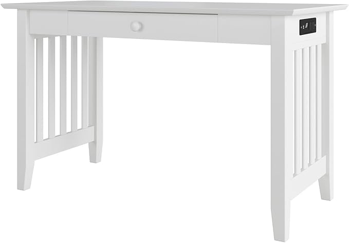 AFI Mission Desk with Drawer and Charger White