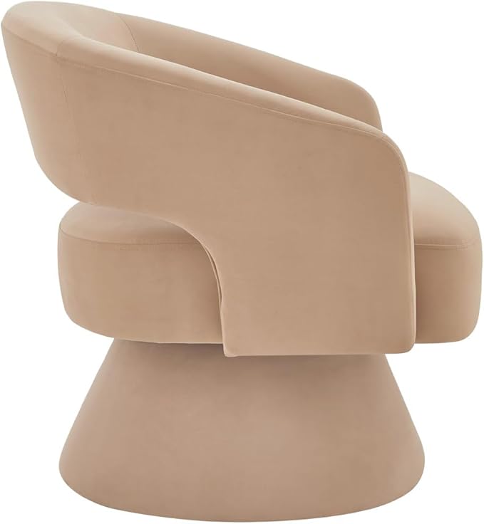 24KF Modern 360 Degree Swivel Accent Chair Armchair Comfy Velvet Barrel Chair for Living Room BedroomRound Swivel Accent Chair Corner Chair for Nursery-Taupe