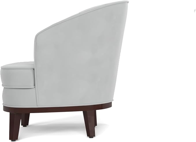 AC Pacific Ava Modern Barrel Accent Chair Upholstered Lounge Armchair with Curved Backrest Channel-Tufted Details Soft Seat Cushion &amp Throw Pillow for Living Room or Bedroom Light Grey