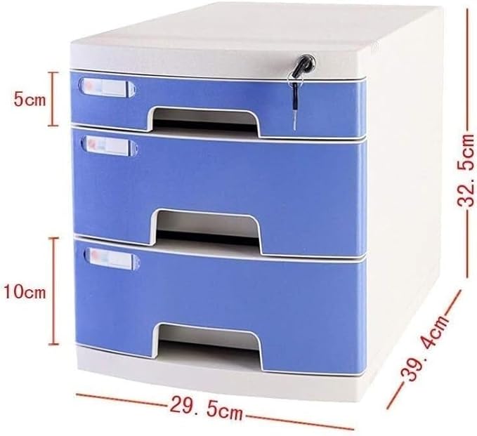 File Cabinet Lockable Data Office Storage Drawer Confidential Desktop Organizer Gray FileBlue