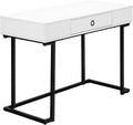 Monarch Specialties 7385 Computer Desk Home Office Laptop Storage Drawers 42 L Work Metal Laminate Glossy White Black Contemporary Modern Desk-42 41.75 L x 19.75 W x 30 H