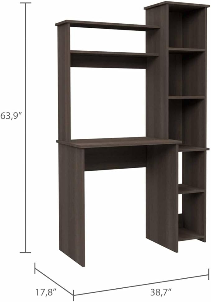 Nashville Writing Desk Six Shelves for Versatile Home Office Organization