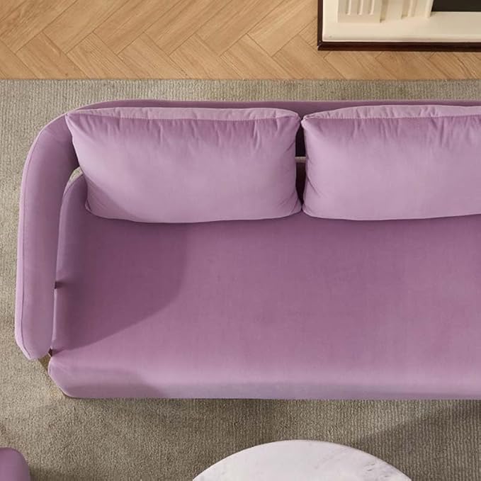 Teddy Fabric Accent Chair Modern Side Chair with Gold Metal Legs 51 Inch Wide Upholstered Loveseat for Living Room Dressing Area Office (Lilac)