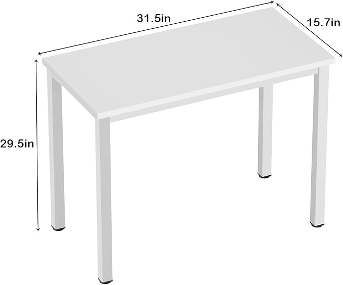 Need 31 Inch Small Computer Desk Modern Simple Style Writing Desk for Home Office Basic PC Work Desk with White Metal Frame White