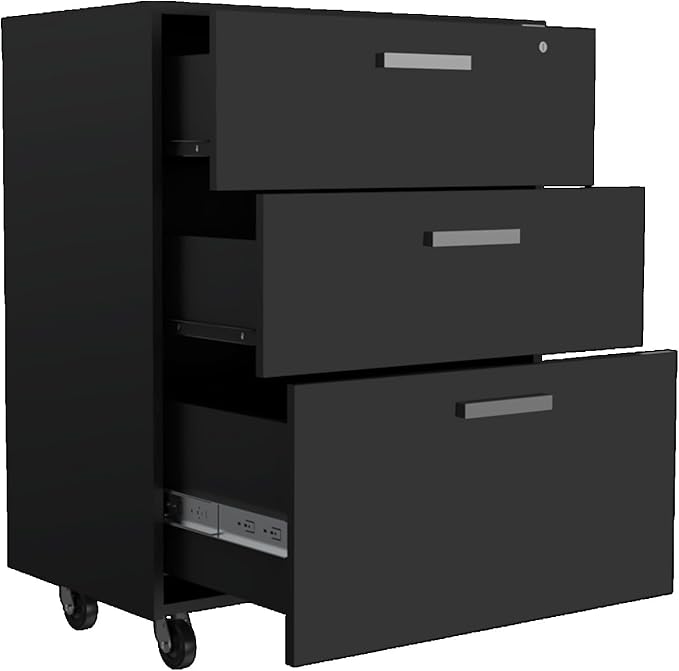 Hassyee Office Spacious Three Drawers Mobile File Cabinets with Durable Casters for Easy Mobility Multifunctional Display Storage Cabinet for Primary Living Space