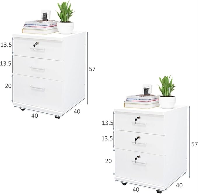Filing Cabinet Mobile Storage Cabinet 3-Drawer White Color File Cabinet Storage(Color:A)