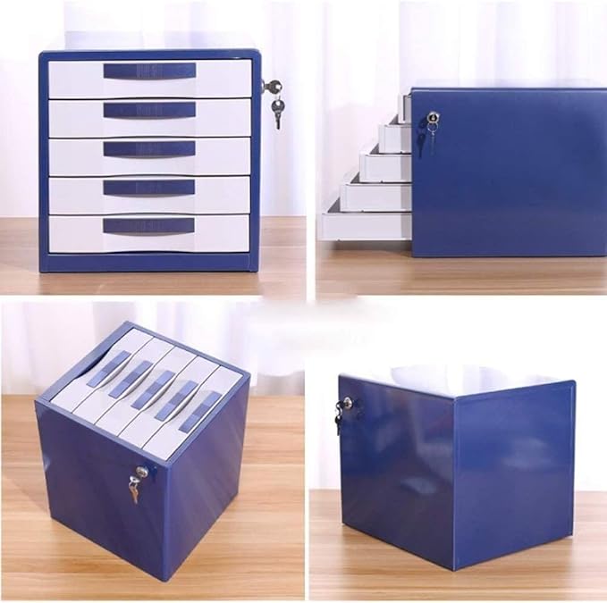 File Cabinets File Cabinets Locking Desktop Cabinet Storage Box 7 Drawers Gold Home Office File Box Bookcase (Blue)