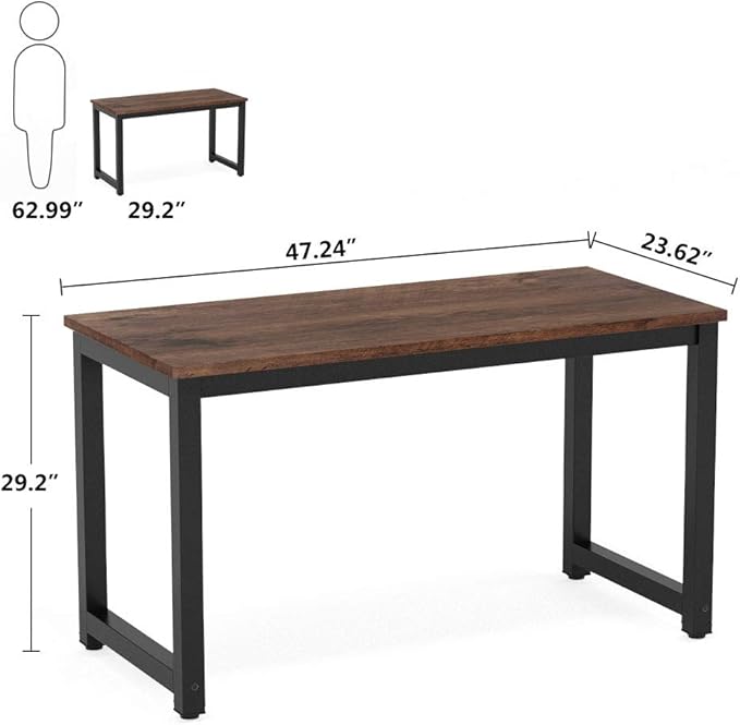 Tribesigns Modern Simple Computer Desk 47 inch Vintage Office Desk Computer Table Study Writing Study Desk Workstation for Home Office Rustic Brown