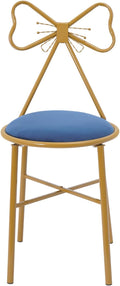 Modern Vanity Chair Stool Cute Butterfly Makeup Chair with Backrest Creative Gold Metal Bow Chairs for Living Rooms Bedrooms Kitchen Terraces Office (Blue)