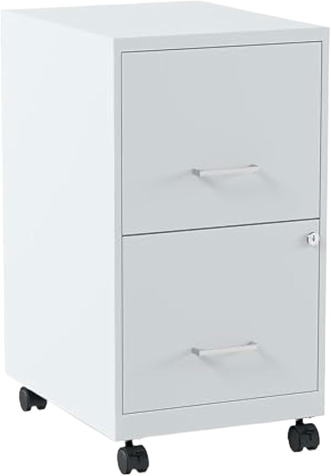 Mobile File Cabinets 2-Drawer Vertical File Cabinets for Letter Size Documents Lockable &amp Mobile Filing (18 D X 14 W 26.3 H)(Gray)