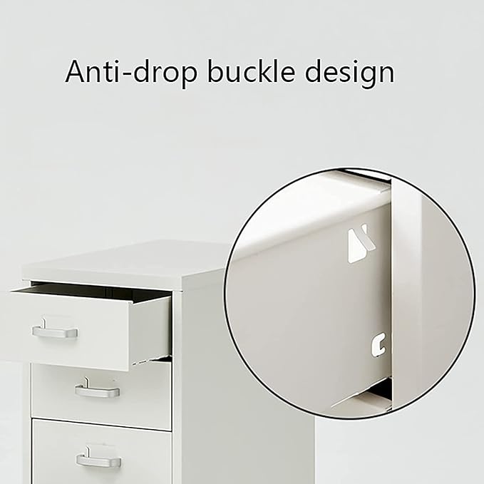 10-Drawer File Cabinet Metal Mobile File Cabinet with Wheels Filing Cabinet Under Desk for Home/Office(Color:White)