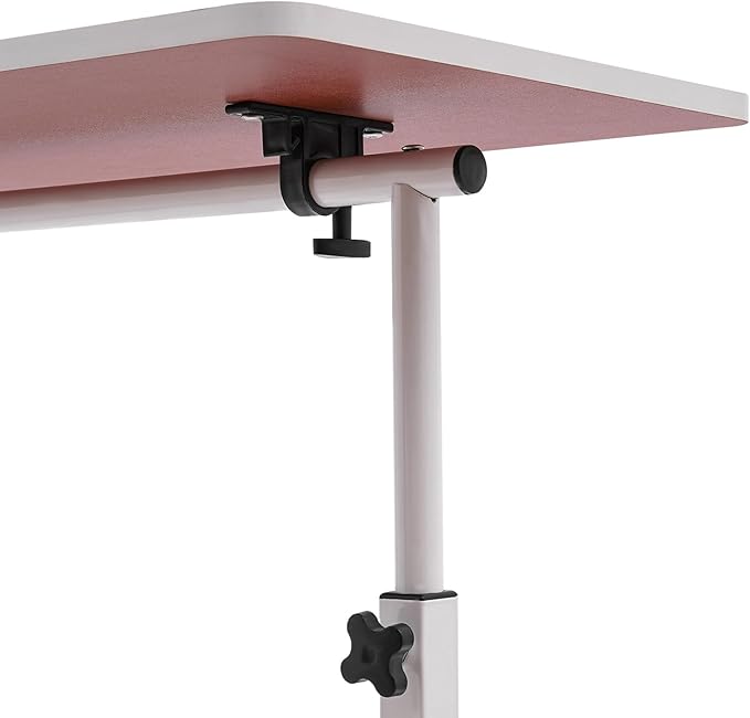 Small Standing Desk with Wheels Adjustable Height Laptop Rolling Stand Up Table Portable Mobile Book Stopper Workstation Desk for Home Office (16×24 - White)