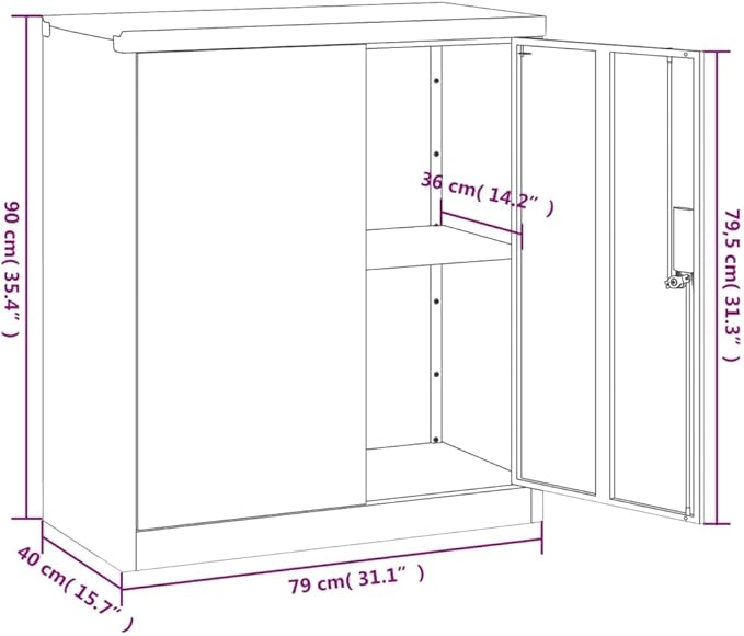 vidaXL File Cabinet Lockable Metal Storage Cabinet with Doors Anthracite Steel