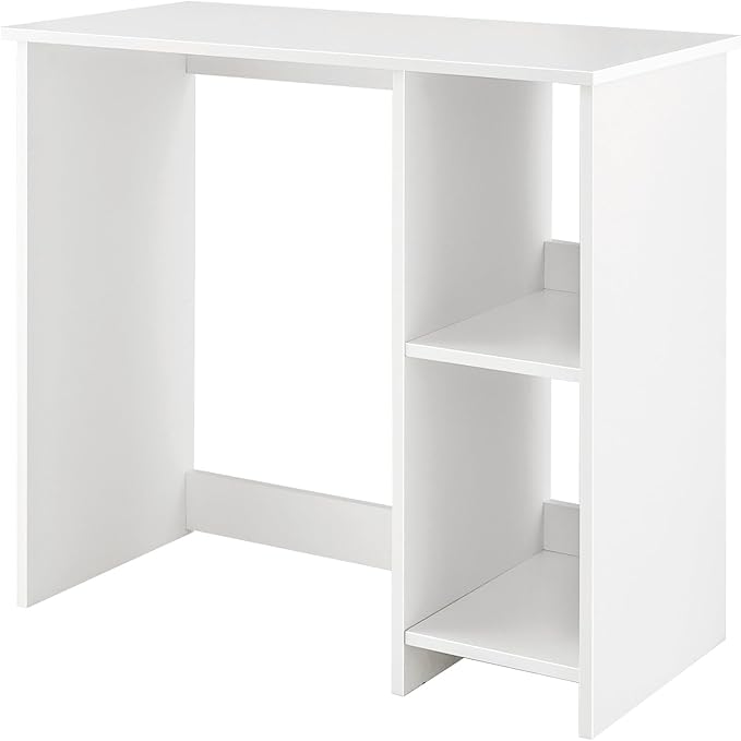 31.5 Computer Desk with Storage White Modern Wooden Office Desk for Small Spaces 2-Tier Shelves Writing Workstation for Home Bedroom Study – Compact Gaming &amp Vanity Table
