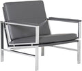 Pemberly Row Modern Bonded Leather Accent Arm Chair Smoke Gray and Chrome Finish 29.75 W x 32 D x 33 H Extra-Wide Seat Mid-Century Design Sleek Guest Seating for Living Room or Home Office