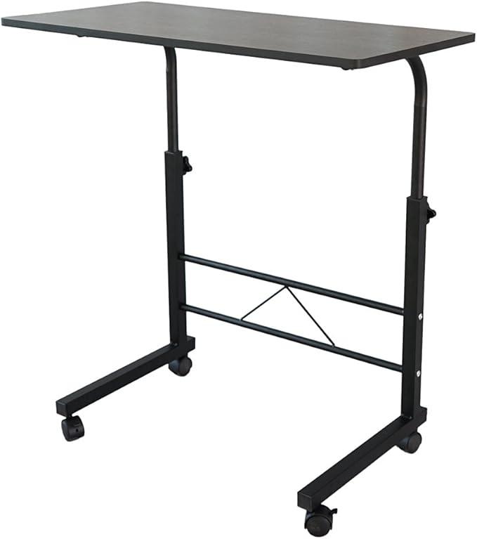 Standing Desk Adjustable Height Mobile Stand Up Desk with Wheels Computer Desk Rolling Desk Portable Laptop Desk Black Standing Table Home Office Desks Portable Sofa Bed Side Table Laptop Holder