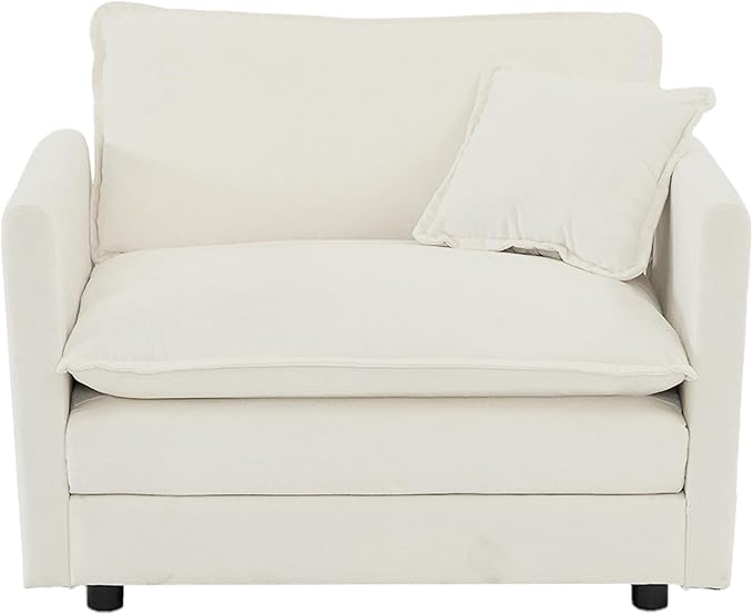 41.4 Chenille Oversized Accent Chair Comfy Single Sofa Cloud Couch Modern Luxury Arm Chair with Pillow for Living Room Bedroom Apartment Office Beige