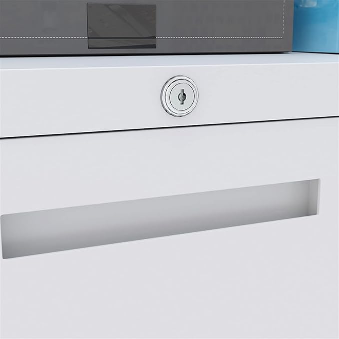 HASMI Filing Cabinet 2 Drawer Rolling File Cabinet Metal Mobile Filing Cabinet with Lock Under Desk Anti-Tilt Wide File Cabinet for Office Home White Storage Cabinet yuqing2022