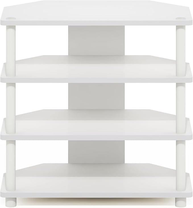 Furinno ECON TV Stand 4-Tier Petite Entertainment Center TV Console for TV up to 32 Inch Easy Assembly for Living Room Bedroom White