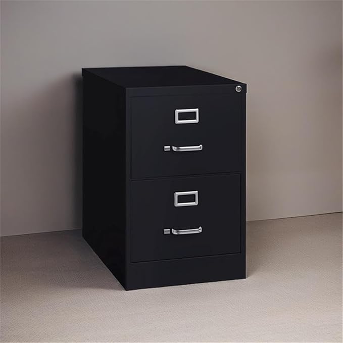 Pemberly Row 2 Drawers 28.38 Vertical Black Metal Filing Cabinet Lockable Pre-Assembled Stationary Legal Size for Home Office