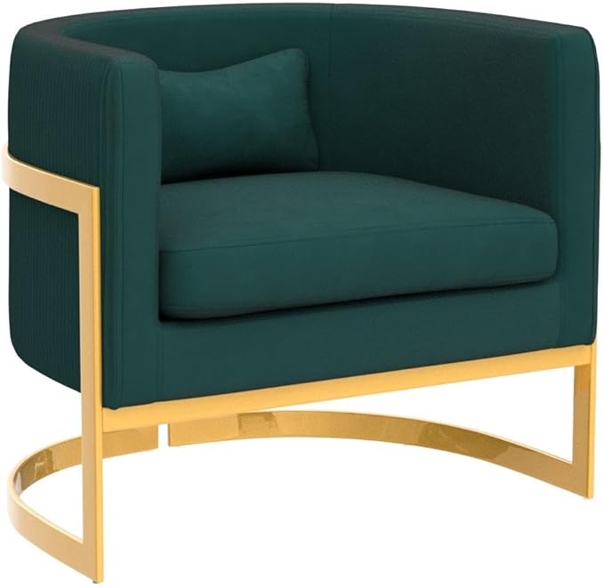 Alunaune Modern Living Room Chair Velvet Barrel Accent Chairs Armchair Upholstered Lounge Chair Mid Century Tub Bucket Club Side Chair Sofa for Bedroom-Green