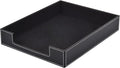 Leather Letter Tray Office Supplies Desk Organizer for Mail Paper Files Magazines Jewelry CosmeticsLuxury Letter Holder&ampMultipurpos Stackable Office Desktop Storage Box Black