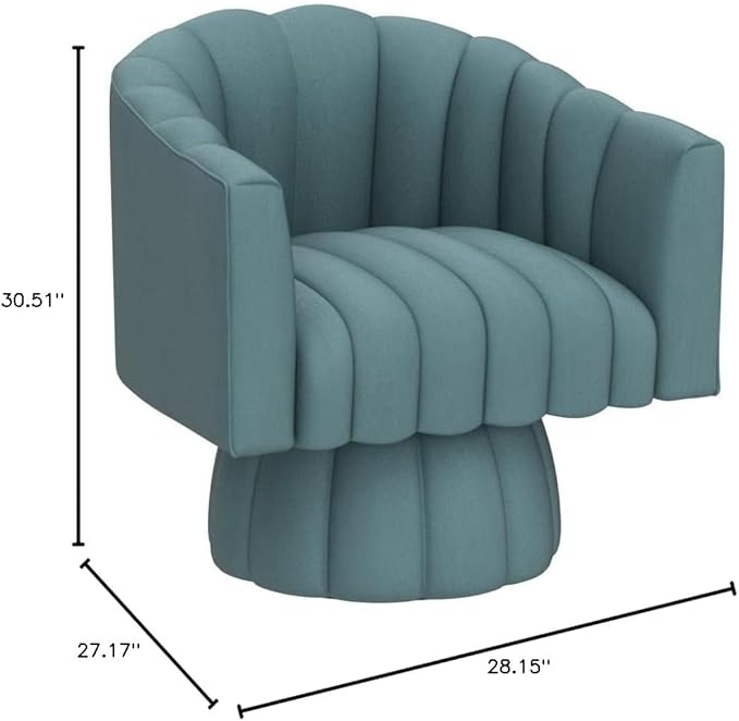 Accent Chair Mid Century 360 Degree Swivel ChairModern Lounge Sofa Round Barrel Chair with Wide UpholsteredFluffy Velvet Fabric Chairs for Home Sofa Living Room/Bedroom/Waiting Room (Blue)
