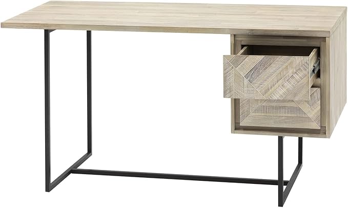 Armen Living Peridot 2 Drawer Desk in Natural Acacia Wood 24 x 29 x 51