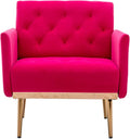 Modern Accent Chair Upholstered Single Sofa Arm Chair for Living Room and Bedroom Upholstered Comfy Armchair Chair with Solid Tapered Metal Legs (Rose Red)