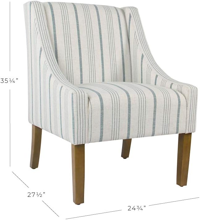 Homepop Home Decor Upholstered Classic Swoop Arm Accent Chair Accent Chairs for Living Room &amp Bedroom Decorative Home Furniture Ivory &amp Gray Stripe
