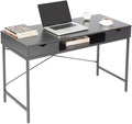Eden Home Wood &amp Metal Writing/Computer Desk with Drawers Black Finish 47.2 in Wide Engineered Wood Desktop Rust-Proof Steel Frame Modern Home Office Desk for Study Work Dorm or Living Roo
