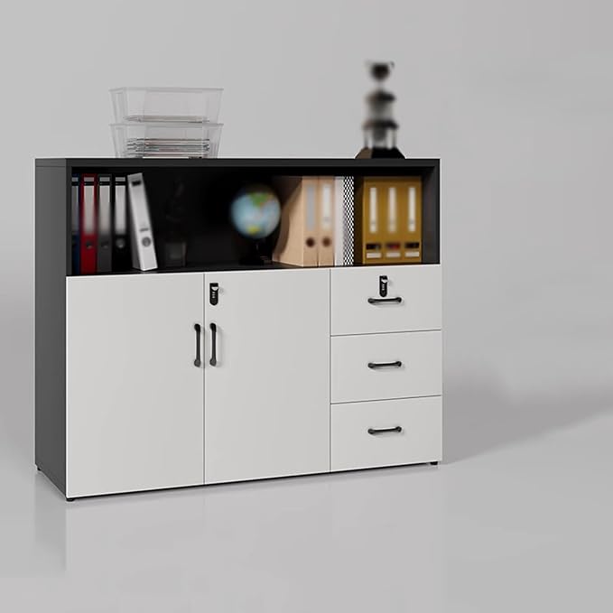 Office Short Cabinet Three-Door File Cabinets Drawer Locker Partition Wall with Lock File Information(B120x40x120cm)