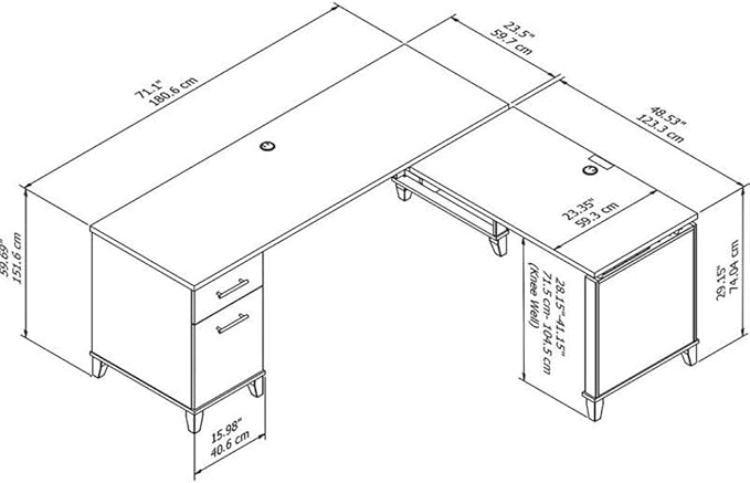 Pemberly Row 72W L Shaped Sit to Stand Desk Storm Gray Finish Lift-n-Lock Adjustable Heights File Drawer and Box Drawer Wire Management Ergonomic Office Desk for Home or Workspace