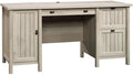 Pemberly Row Cottage Look Home Office Computer Desk with CPU Tower Storage and Filing Drawer in Chalked Chestnut