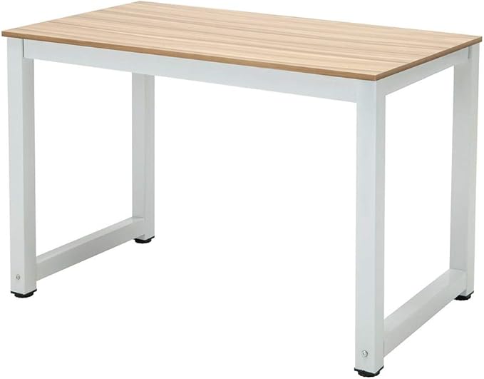 Computer Desk 43in Wood Work Desk Large Gaming Writing Desk PC Laptop Table Study Workstation Home Office Furniture (Burlywood)